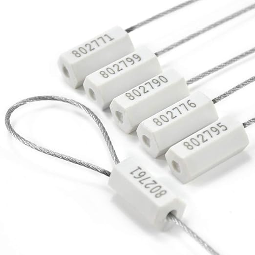2000 pcs Pull-Tite Steel Wire Security Cable Seals Numbered Metal Truck Padlock Anti-Tamper Shipping Tags-Straps for Trailer (White)