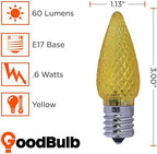 GoodBulb C9 Yellow Diamond Faceted Holiday Light Bulbs 0.6W Yellow LED Light Bulb Intermediate E17 Base 60 Lumens Christmas Lights Bulbs Ideal for Holiday Decorations Pack of 25 Bulbs