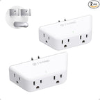 TROND Multi Plug Outlet Extender 2 Pack - Surge Protector Outlet with 4 Grounded Sockets, 3 Way Angled Plug Splitter, 900J, Multiple Wall Adapter for Home Office Travel Dorm Room, White