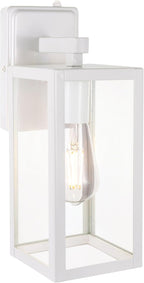 LIT-PaTH Dusk to Dawn Outdoor Wall Lantern, Wall Sconce as Porch Lighting Fixture, E26 Medium Base Max 60W, Anti-Rust Metal with Glass Shade, White, 1-Pack