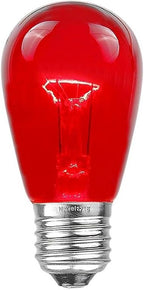 Novelty Lights 25 Pack S14 Outdoor Patio Edison Replacement Bulbs, E27 Medium Base, Red, 11 Watt