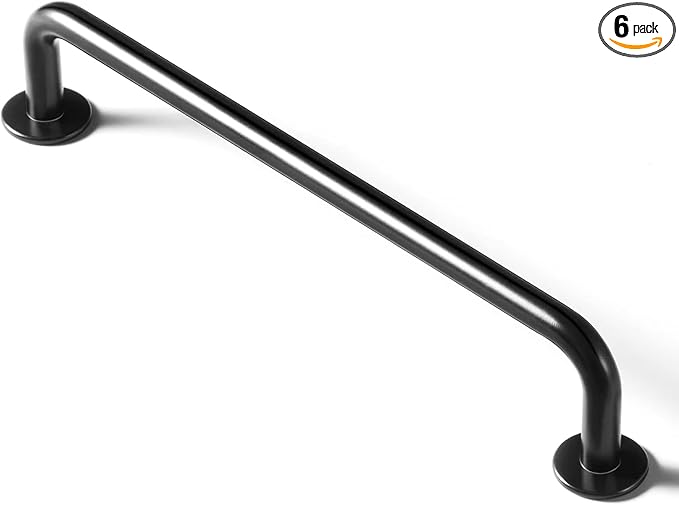 Goo-Ki 6 Pack Matte Black Cabinet Handles, 6.3 Inch(160mm) c-c Solid Drawer Pulls Bar Pull Modern Kitchen Hardware for Dresser Wardrobe Cupboard Bathroom, 9338MB-160