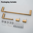 RANDOM Champagne Bronze Bathroom Hardware Set Bathroom Towel Holder Set 4 Piece Include 18” Towel Bar Toilet Paper Holder and 2 Towel Hooks Wall Mount Stainless Steel Brushed Gold Towel Bar Set