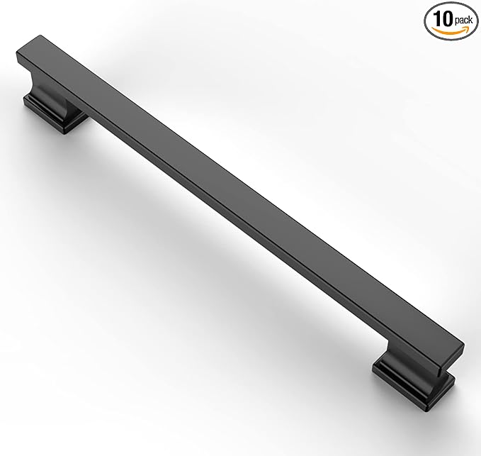 Asidrama 10 Pack 6.3 Inch(160mm) Matte Black Kitchen Cabinet Handles, Cabinet Pulls Kitchen Cabinet Hardware for Cupboard Drawer Pulls
