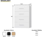 4 Drawer Short Tower Closet Unit, Modular Closet System, Wood Closet System Organizer with Storage for Walk In Closets, Clothing Rack Closet for Hanging Clothes, Bedroom, White, 19.5"W