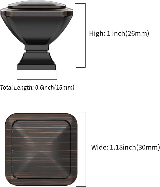 10 Pack 1.2 Inch Oil Rubbed Bronze Cabinet Knobs for Dresser Drawers and Cabinets