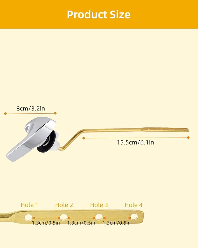 iFealClear Universal Brass Toilet Handle Replacement Kit, Side/Angle Mount Toilet Flush Handle Compatible with Kohler K-GP30324-CP/TOTO/American Standard, Stainless Steel Flapper Chain, Chrome