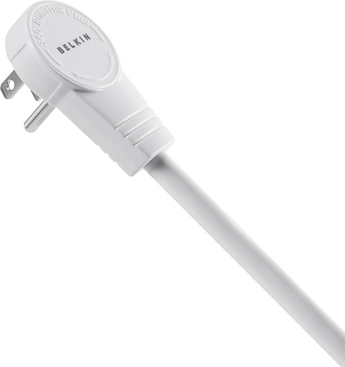 Belkin Surge Protector Power Strip - 6 AC Multiple Outlets - Flat Rotating Plug, 8ft Long Heavy-Duty Extension Cord for Home, Office, Travel, Computer Desktop & Charging Brick - White (720 Joules)