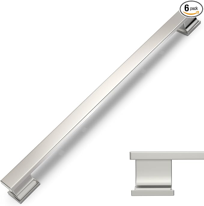 COTYKILEY 6 Pack 12.6 Inch(320mm) Brushed Satin Nickel Cabinet Handles Kitchen Cabinet Pulls Cabinet Door Handles Kitchen Cabinet Hardware