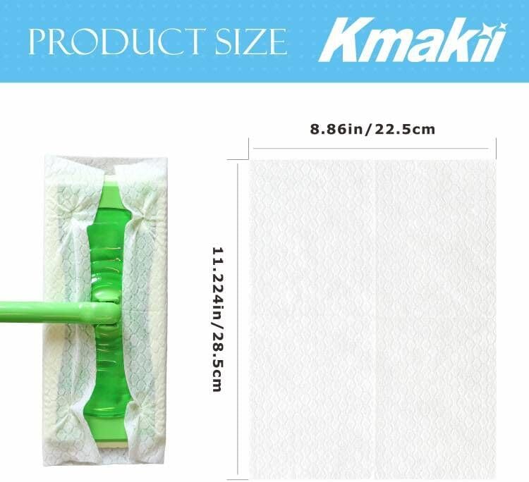 KMAKII Dry Sweeping Cloths - 90 Counts, Electrostatic, Non-Woven, White, 11.81x8.66 Inch, Disposable, Dry Mop Refills for Floor Mopping and Cleaning