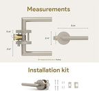 Mega Handles Ronn Privacy Door Handle - 2 Pack Reversible Brushed Nickel Door Handles, Heavy Duty Bed & Bath Door Handles with Privacy Door Lock, Fits All Standard Doors - Satin Nickel
