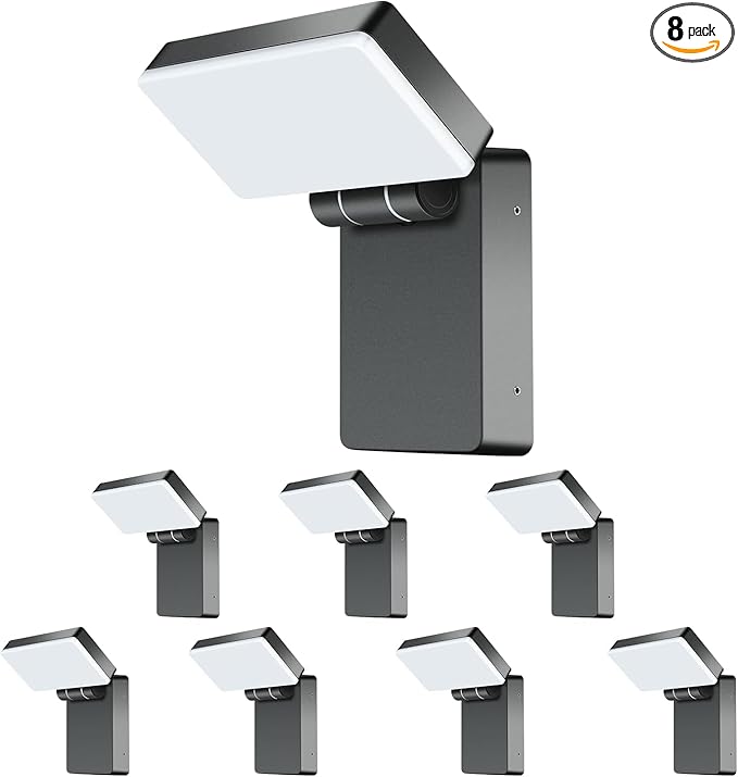 ledmo 40W LED Outdoor Wall Light, 3000LM 5000K Daylight Exterior Security Floodlights, IP65 Waterproof Modern Wall Pack with 360° Rotate and 180° Fold Adjustable Head Black Aluminum Housing