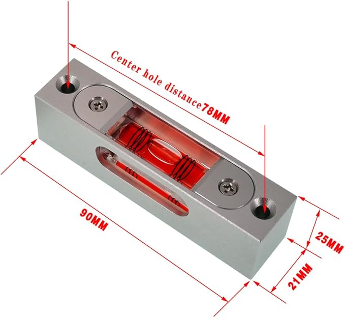 Bar type high-precision level, high-precision aluminum alloy metal adjustable level, bubble square bar type luminous magnetic multi specification ruler (90x21x25mm)