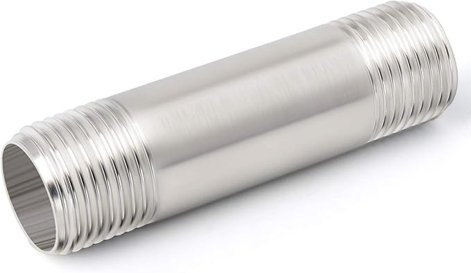 TAISHER 2Pcs Stainless Steel Pipe Fittings, 1/4" NPT x 1/4" NPT Male Threaded, 2" Length Nipple Cast Pipe