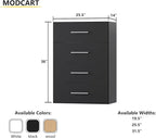 4 Drawer Short Tower Closet Unit, Modular Closet System, Wood Closet System Organizer with Storage for Walk In Closets, Clothing Rack Closet for Hanging Clothes, Bedroom, Black, 25.5"W