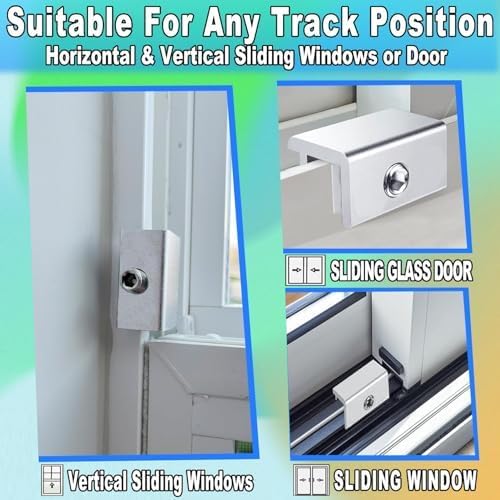 [6 Sets] Sliding Window Lock with Key Aluminum Alloy Adjustable Security Lock (Silver) Single Hole Quick Installation Anti-Theft and Anti-Theft Suitable for Vertical/Horizontal Windows