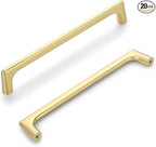 20 Pack 6.3 Inch(160mm) Hole Center Modern Brushed Gold Cabinet Pull Handle Timeless Vanity Drawer Pull Handle Classic Cabinet Hardware for Kitchen Dresser Bathroom, Screws Included, B-Gold(6.3x20)