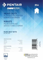 Pentair OMNIFilter RS6 Sediment Water Filter, 10-Inch, Whole House Heavy Duty Big Blue Pleated Replacement Cartridge, 10" x 4.5"