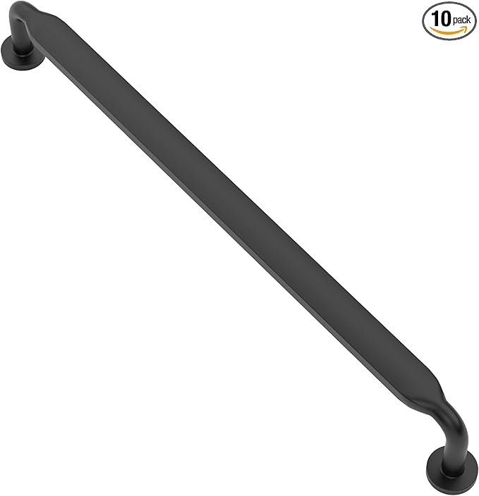 Alzassbg 10 Pack Matt Black Cabinet Handles, 7-1/2 Inch(192mm) Hole Centers Arch Modern Cabinet Pulls Kitchen Cabinets Hardware for Cabinets and Drawers AL3503MB