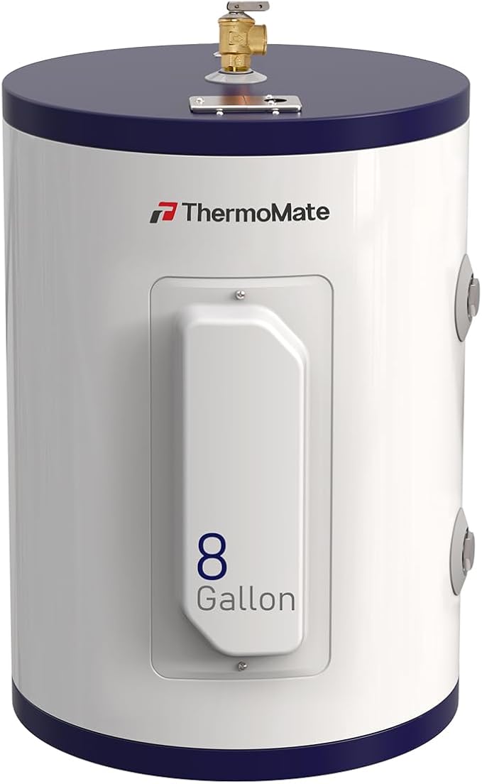ThermoMate Tank Water Heater Electric, 8 Gallon Small Point of Use Residential Hot Water Heater, 1500W 120Volt Compact, Adjustable Thermostat, UL Listed (ES900)