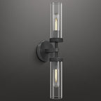 Knurled Bathroom Wall Sconce Hardwired, Black Wall Sconces, 20.5" Vanity Lights Over Mirror, Linear Wall Sconce Dimmable, Bathroom Light Fixtures Glass Tube, Bronze Wall Sconces Sconces Wall Lighting