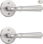 Orger 2 Pack Brushed Nickel Dummy Door Handle Lever One Side Non-Turning Dummy Door, Pantry Closet Door Lock Non-Functioning Dummy Door Handle