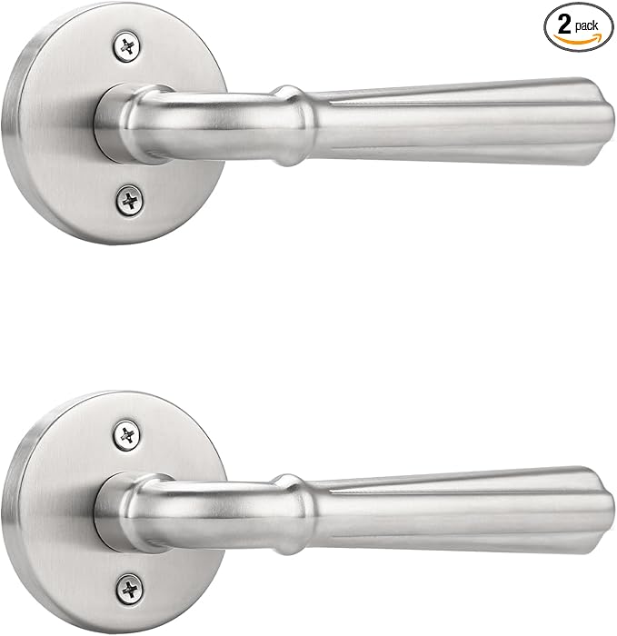 Orger 2 Pack Brushed Nickel Dummy Door Handle Lever One Side Non-Turning Dummy Door, Pantry Closet Door Lock Non-Functioning Dummy Door Handle