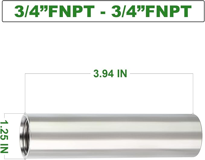 TAISHER 2PCS Stainless Steel Pipe Fittings, 3/4" NPT x 3/4" NPT Female Threaded, 4" Length Nipple Cast Pipe