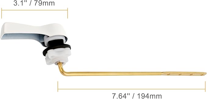 Hibbent Universal Metal Front Mount Toilet Handle Replacement Kit, Brass Toilet Flush Tank Lever with Stainless Steel Flapper Chains for Most Toilets, White Finish
