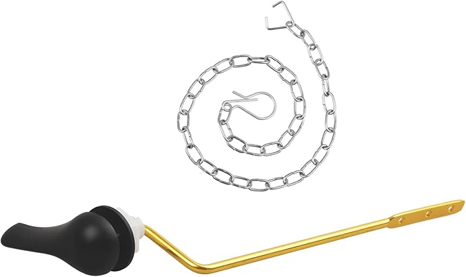 Toilet Handle Replacement Kit, Side Mount Toilet Trip Levers with Seal Gasket and Nut, with Stainless Steel Flapper Chains, Universal Replacement for Most Toilets (Matte Black)