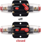 Fuse Holders 50amp 20-300A Inline Circuit Breaker for Car Audio and Amps Overload Protection Reset Fuse Inverter 12V-24V DC Replace Fuses