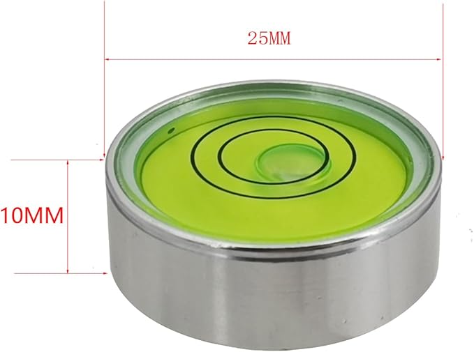 Mini Metal universal horizontal bubble water level balance bubble level round (25 * 10mm (Silver Green）)