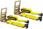 Mytee Products Ratchet Tie-Down Straps with Flat Hooks, 4" x 30' Ratchet Straps Yellow | 16,200 Lbs Breaking Strength | TieDown Ratchet Straps for Flatbed, Truck, Trailers Pickup (2 Pack)