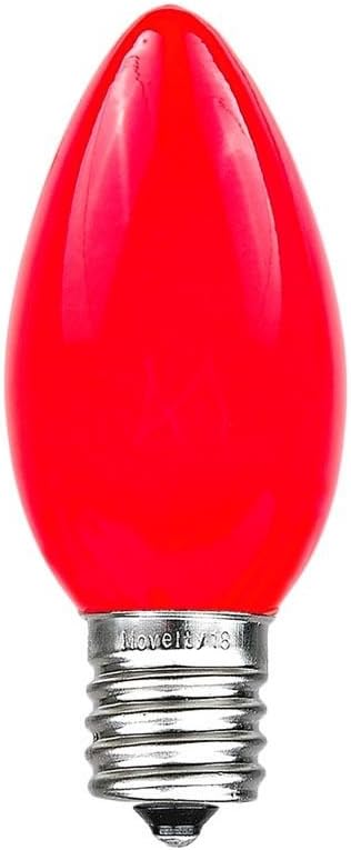 Novelty Lights 25 Pack C9 Ceramic Outdoor Christmas Replacement Bulbs, Red, E17/C9 Intermediate Base, 7 Watt