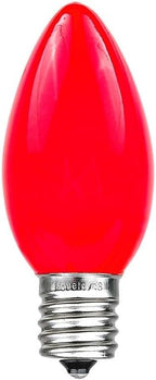 Novelty Lights 25 Pack C9 Ceramic Outdoor Christmas Replacement Bulbs, Red, E17/C9 Intermediate Base, 7 Watt