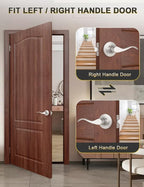 Mengico 1 Pack Satin Nickel Modern Interior Passage Door Knobs, Keyless Door Handle for Hallway & Closet, Wave Style Non-Locking Door Lever Reversible for Left & Right Handed