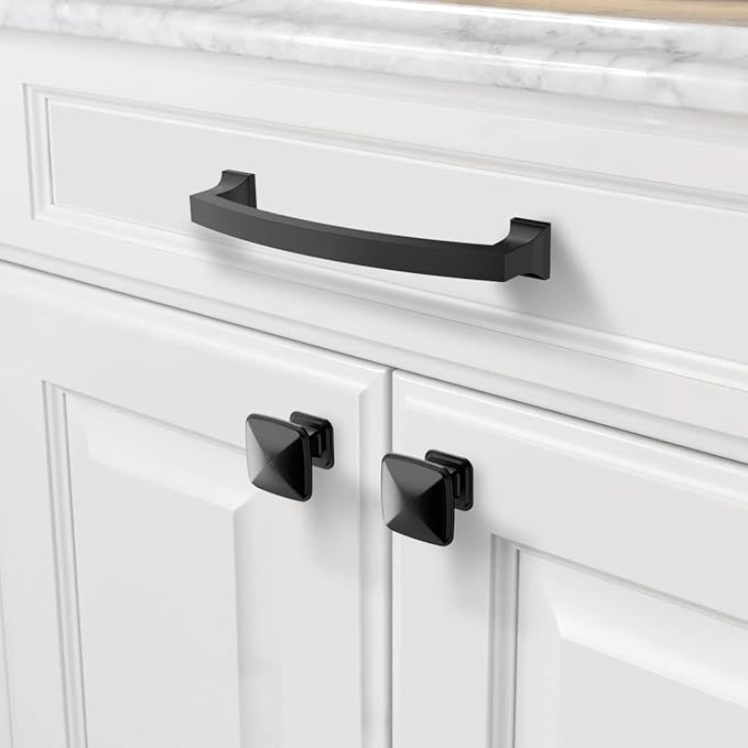 Asidrama 10 Pack 5 Inch(128mm) Hole Centers Kitchen Cabinet Handles, Matte Black Cabinet Pulls Kitchen Cabinet Hardware for Cupboard Drawer Pulls
