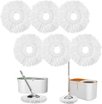 Spin Mop Refills Replacement 360° Microfiber Spin Mop and Bucket Head Round Shape Standard Size Easy Cleaning Spin Mop Systems 6-Pack White
