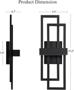 LamQee 25.6 Inch Modern Outdoor Wall Lights, Integrated LED 1200LM Large Exterior Lighting Fixture Dual Rectangle Outdoor Sconce, Black Metal Wall Mount Porch Light Outside Lamp for House Garage Patio