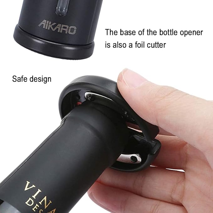 AIKARO - Electric Wine Bottle Opener Automatic Electronic Corkscrew, Battery Operated (Set)