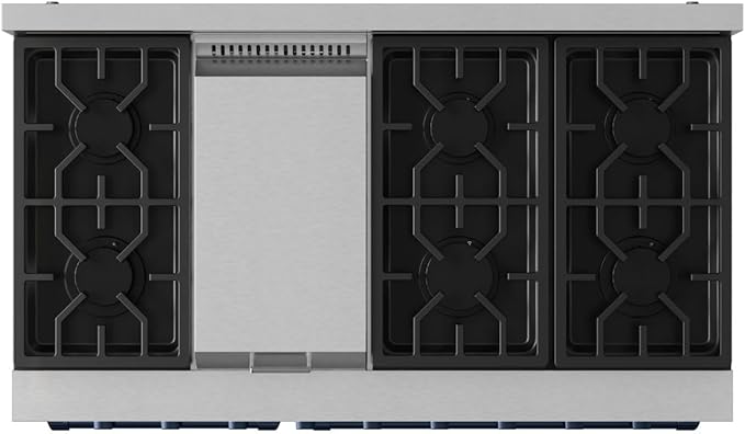 Gordon Ramsay by THOR Kitchen 48 Inch Professional Gas Range with Double Oven in Stainless Steel/Blue