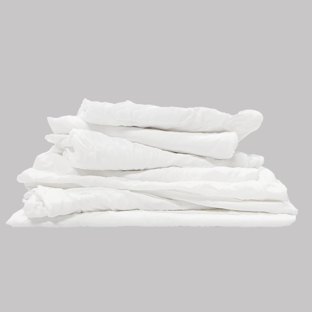 Recycled White T-Shirt Cleaning Rags (600 lbs. Pallet 12x50 lbs. Box) – Shop Rags Bulk for Oil, Stain, Grease, Paint, and Auto Cleaning, Multipurpose