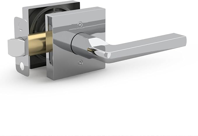 Mega Handles Prime Passage Lever Door Handle for Closet or French Doors, Single Side Door Levers, Fits All Standard Door Sizes, Covered Screws Included - Polished Chrome (1 Pack) 5"