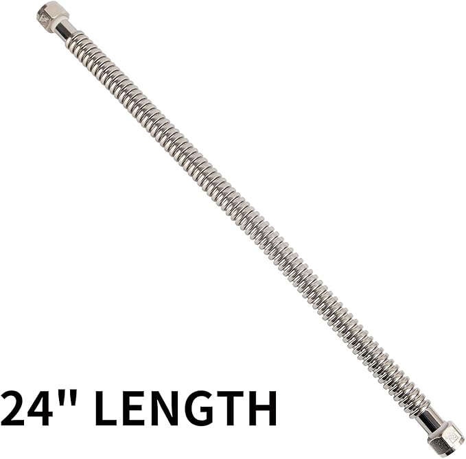 Solimeta 2 Pack Heavy Duty Durable Stainless Steel Corrugated Water Heater Connector Flexible for Water Heater Water Softener, 24“ Length