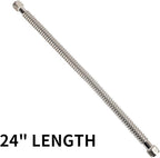 Solimeta 2 Pack Heavy Duty Durable Stainless Steel Corrugated Water Heater Connector Flexible for Water Heater Water Softener, 24“ Length