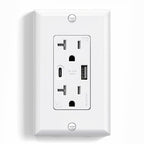 ELEGRP Wall Outlet, 20 Amp C Wall Outlets Receptacles, Outlets with A and C Ports, Tamper Resistant Receptacle, Wall Plate Included, UL Listed, 1 Pack, White