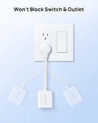 TROND Flat Outlet Extender with 6 Inch Cord - ETL Listed Flat Plug Extension Outlet Splitter Adapter, Electrical 3 Way Multi Wall Plug Extender for Home Office Dorm Room Cruise Ship Travel, White