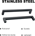 10 Pack Matte Black Cabinet Pulls 8 Inch Black Square Drawer Handles Dresser Pulls Stainless Steel Kitchen Cabinet Handles Cabinet Hardware