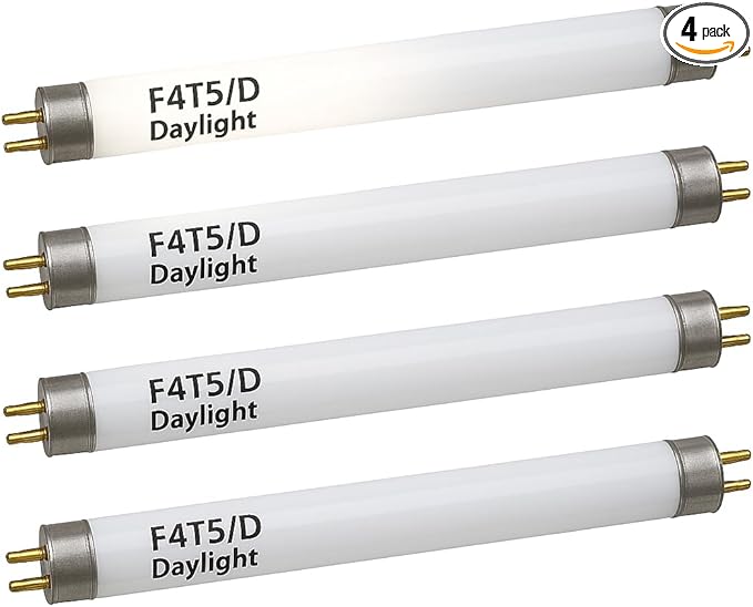OHLECTRIC F4T5/D Linear Fluorescent Tube 6-Inch (4-Pack) T5 4W Straight Bulbs Daylight Camping Lantern Bulb Linear Bulbs, High Output Under Cabinet Bulb, G5 Base 6500K
