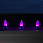 Wintergreen Lighting OptiCore 25 Count C9 Purple Smooth Finish LED Christmas Bulbs, Premium Heavy Duty E17 Base Outdoor Christmas Lights Replacement Bulb, Halloween Decorations